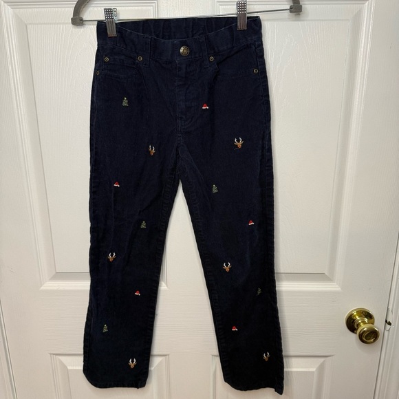 Janie and Jack Navy Corduroy Pants with Embroidered Christmas Detail Size 8 GUC - Picture 1 of 6
